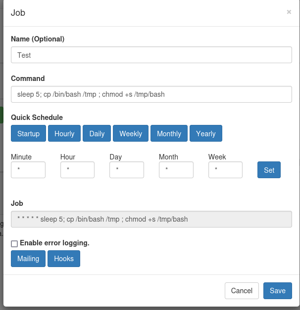 Create cronjob