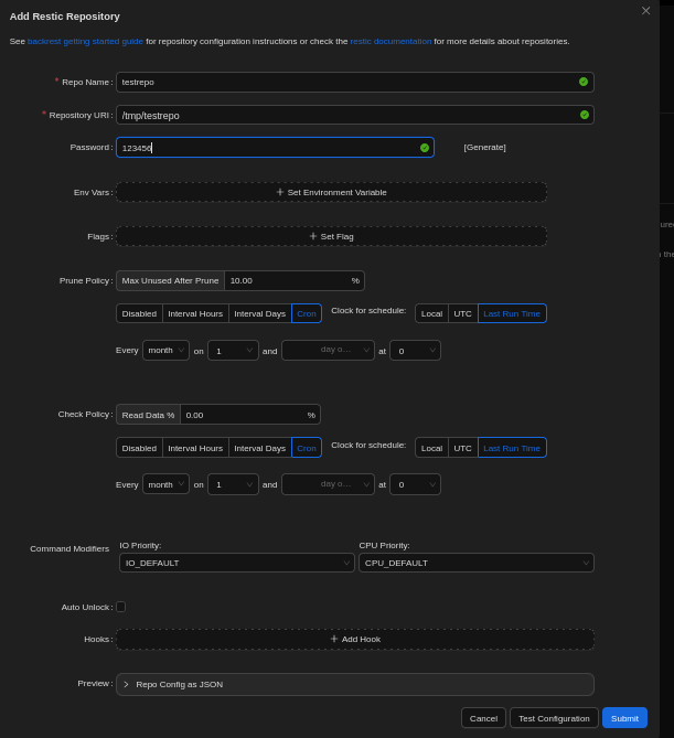Add Restic Repository Add Restic Repository