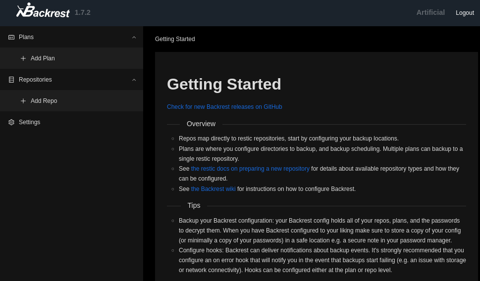 Backrest Logged In Backrest Logged In